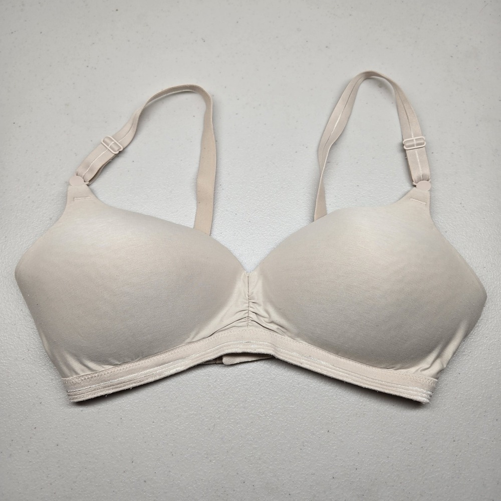 Warner's Women Bra 36D Beige 360 T Shirt Wireless Jersey Strap